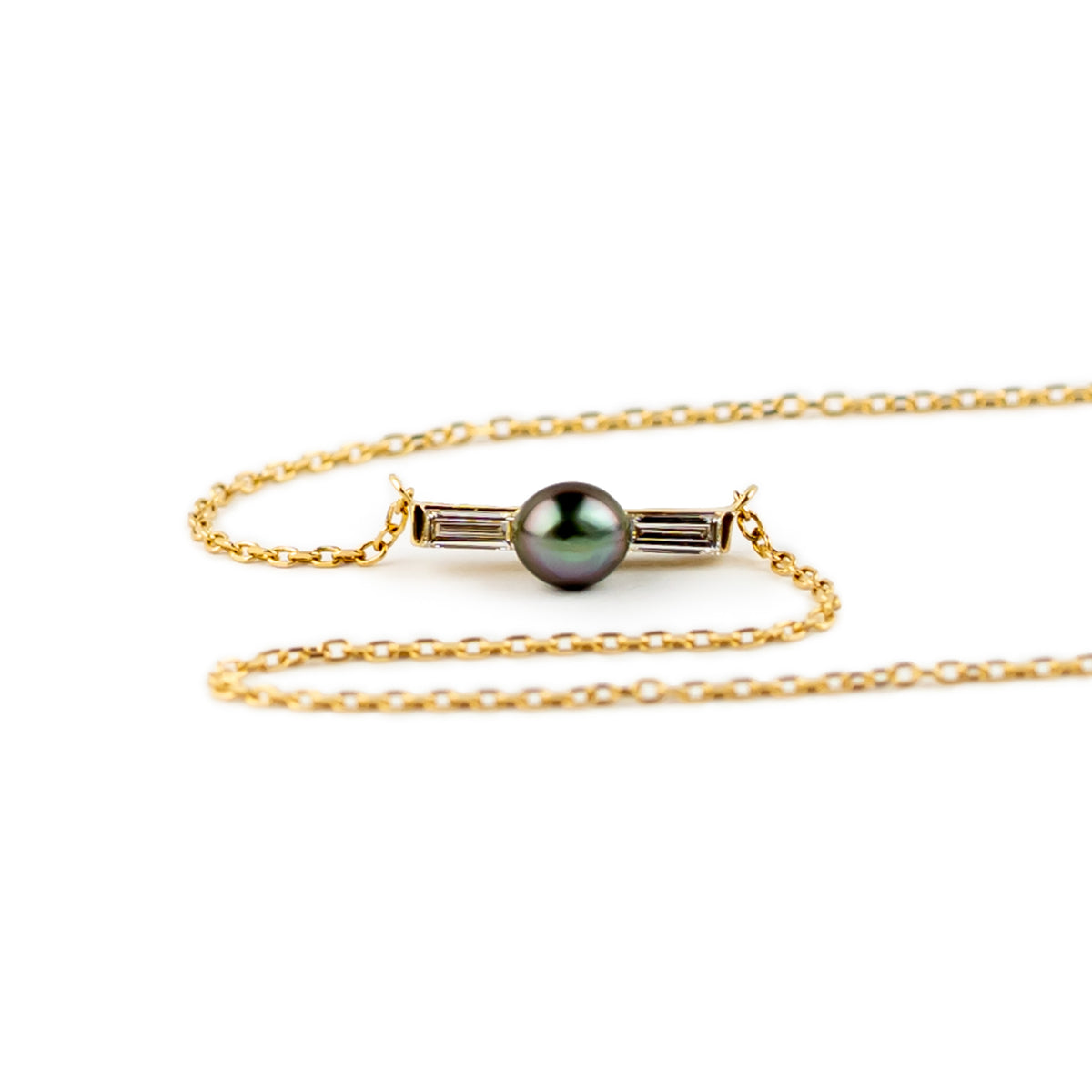 Tahitian Keshi Pearl & Diamond Mahana Necklace