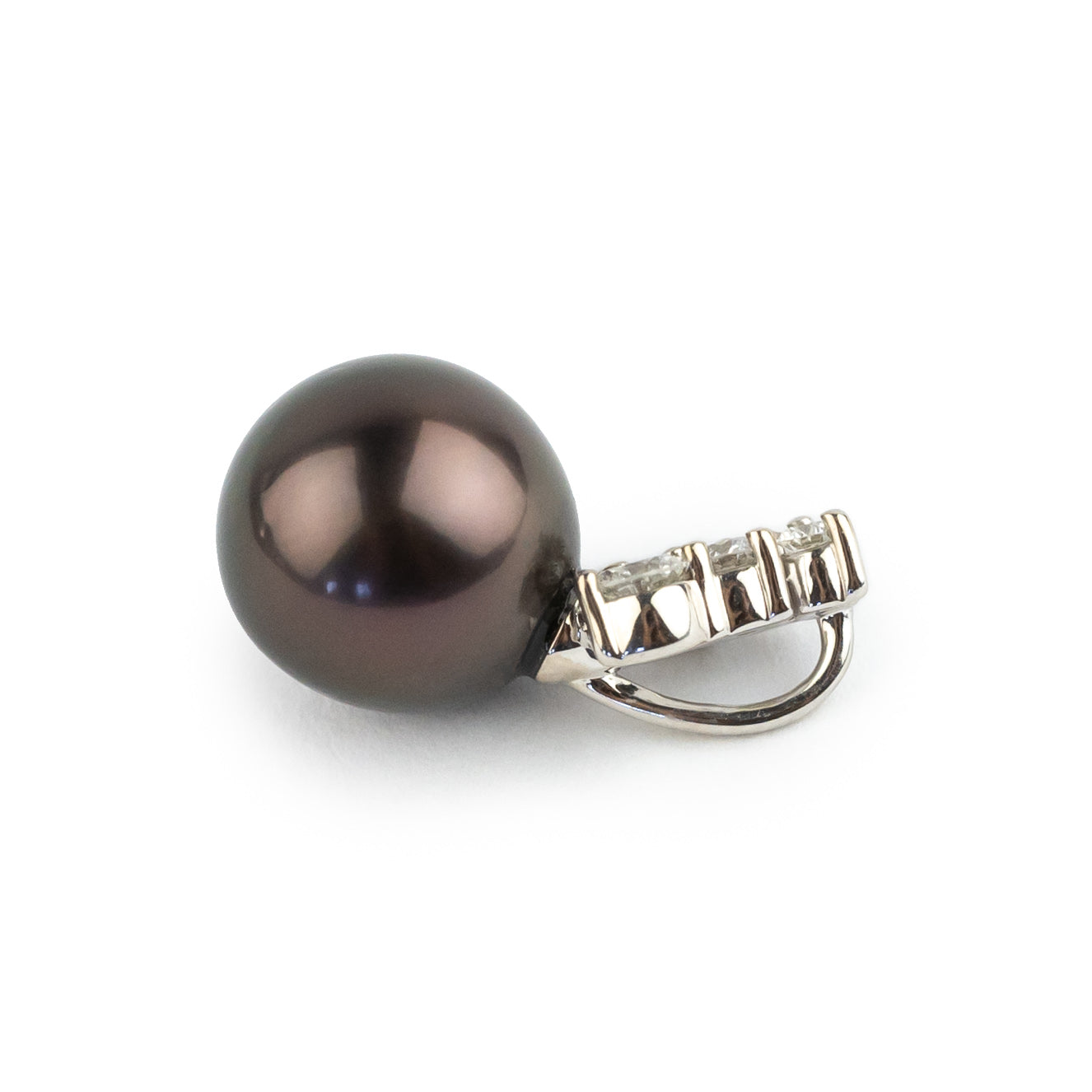 Chocolate Aubergine Tahitian Pearl & Diamond Asteria Pendant or