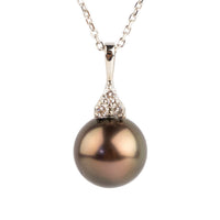 Vermillion Tahitian Pearl & Diamond Toru Necklace on 14K White Gold