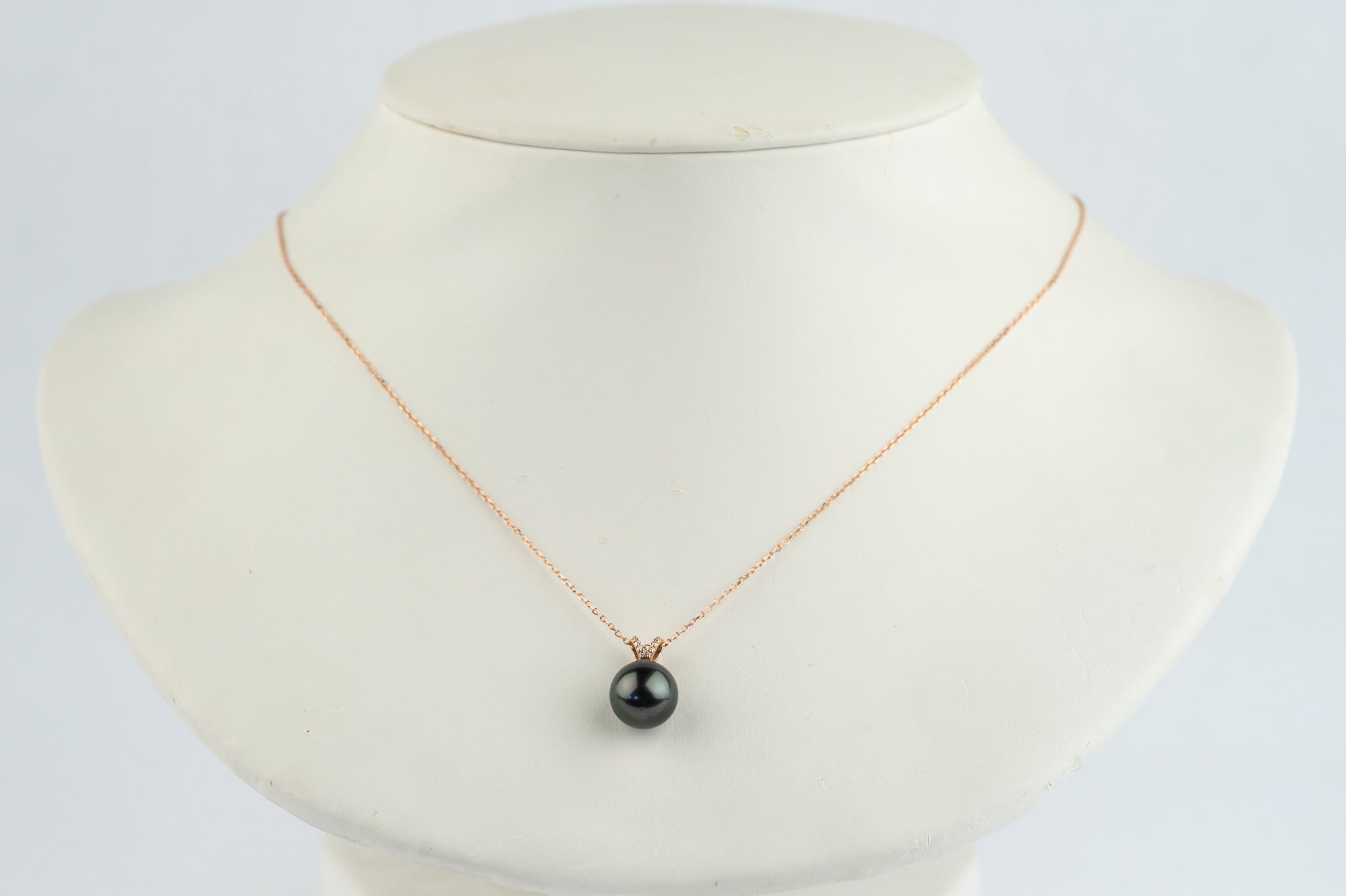 Midnight Tahitian Pearl & Diamond Hoa Necklace on 14K Rose Gold