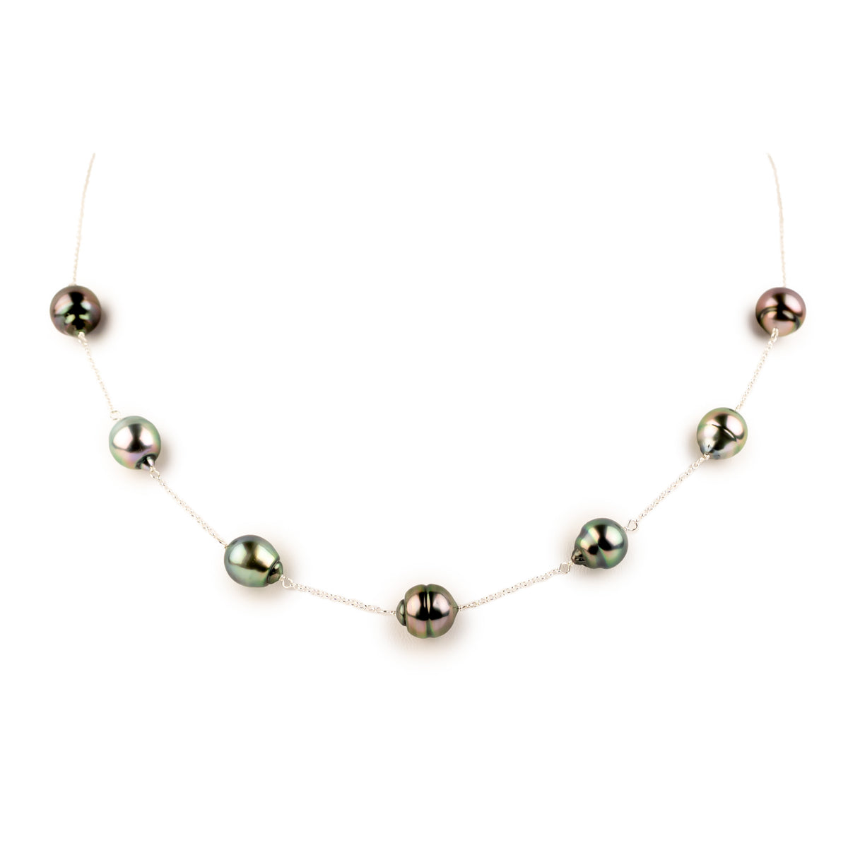 Hibiscus Pink Tin-Cup Tahitian Pearl Necklace on Sterling Silver