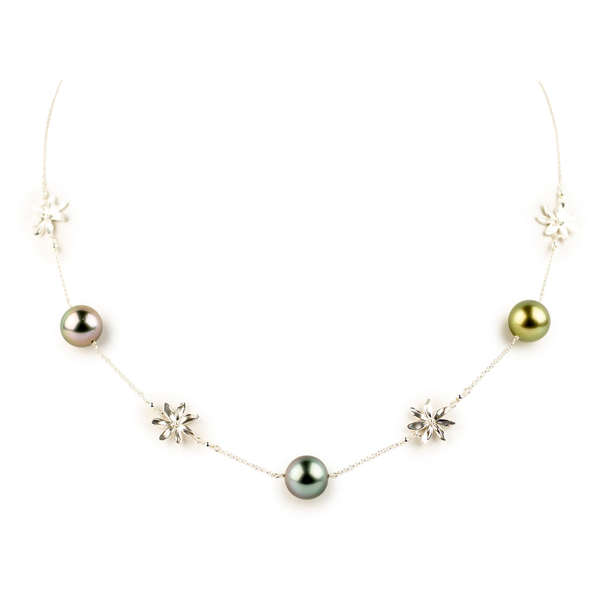 Rhapsody Tiaré Tin-Cup Tahitian Pearl Necklace on Sterling Silver