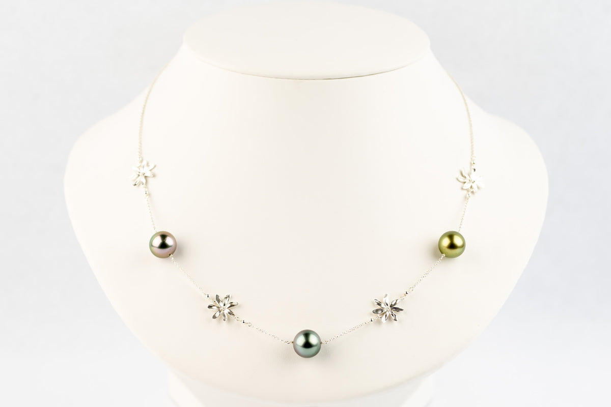 Rhapsody Tiaré Tin-Cup Tahitian Pearl Necklace on Sterling Silver