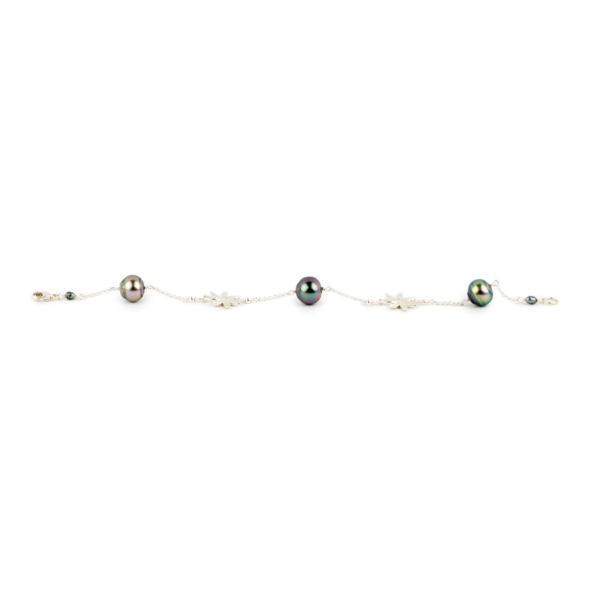 Blissful Bouquet Tiaré Tahitian Pearl Tin Cup Bracelet on Sterling Silver