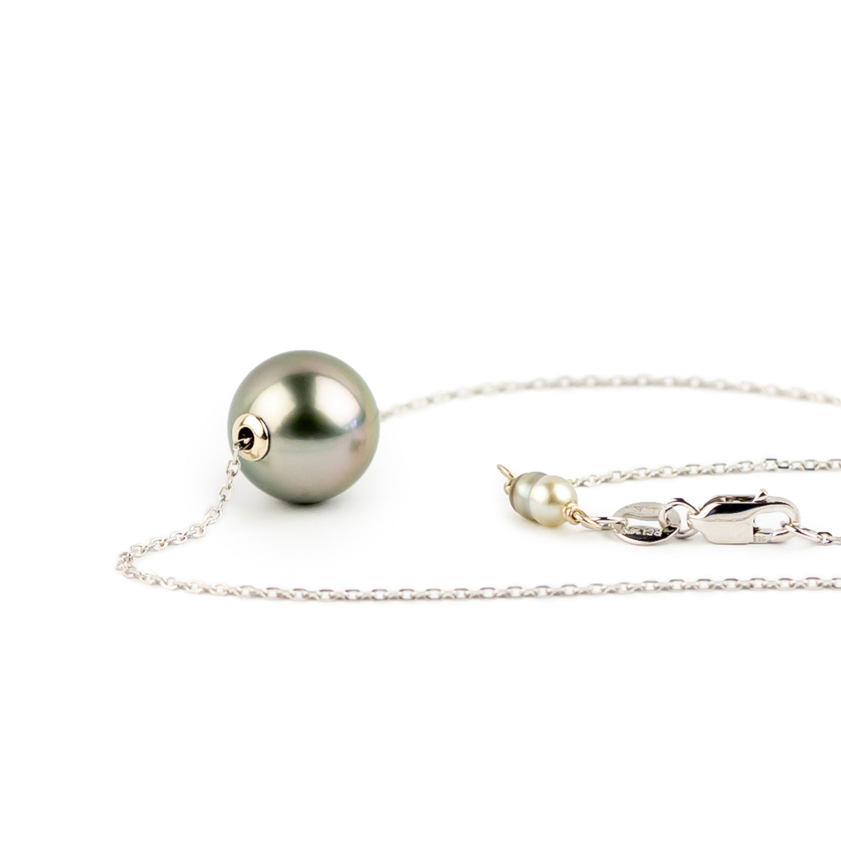 Perfectly Pink 9.2mm Pearl Solitaire Necklace on 14K White Gold