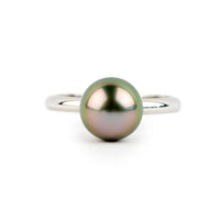 Dragonfruit 9.2mm Tahitian Pearl Ring on 14K White Gold