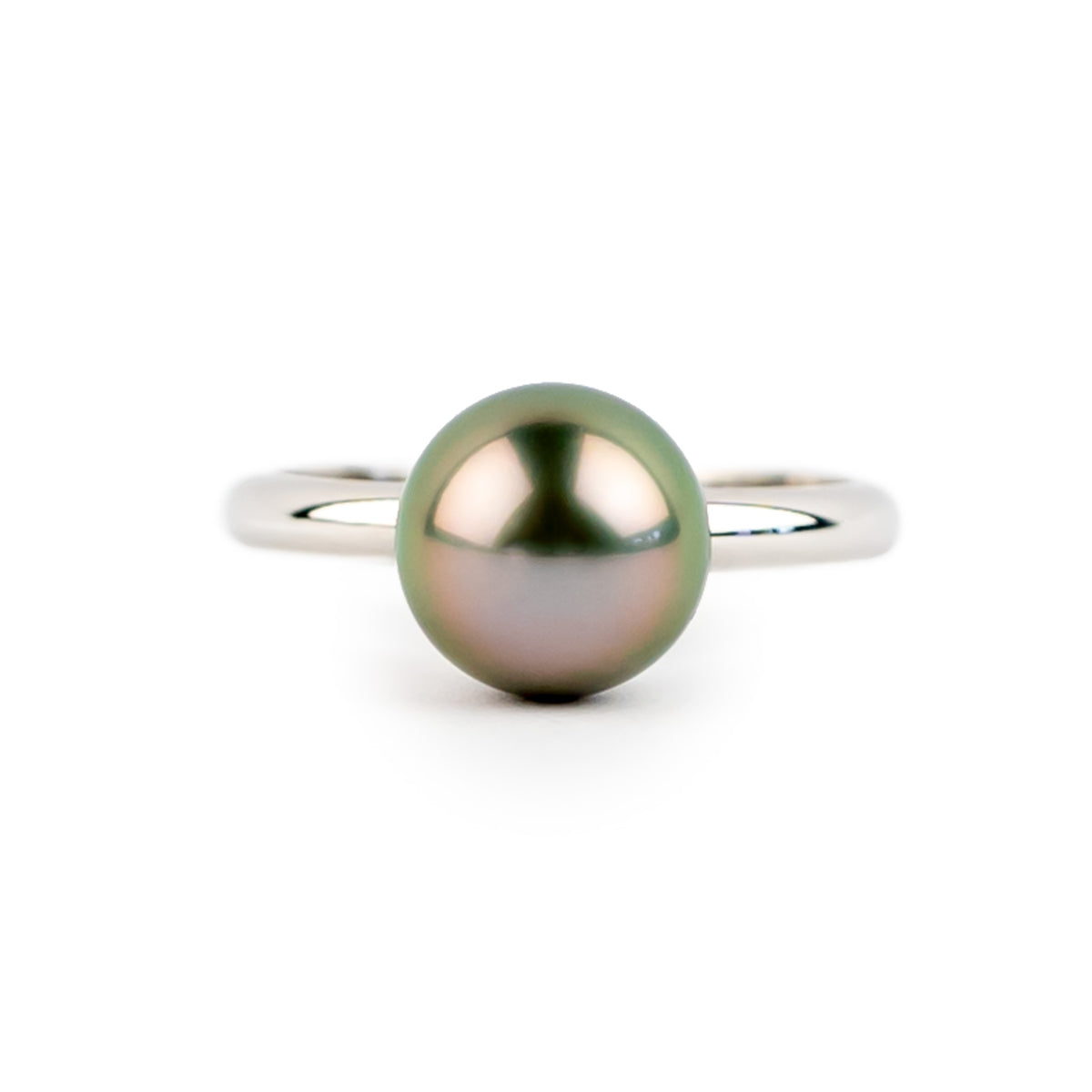 Dragonfruit 9.2mm Tahitian Pearl Ring on 14K White Gold