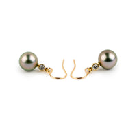 Tahitian Pearl & Diamond Aurora French Hook Earrings on 14K Yellow Gold