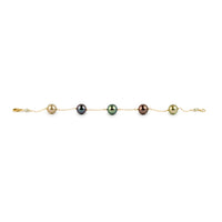 Vibrant Jewel Tones Tahitian Pearl Tin Cup Bracelet on 14K Yellow Gold