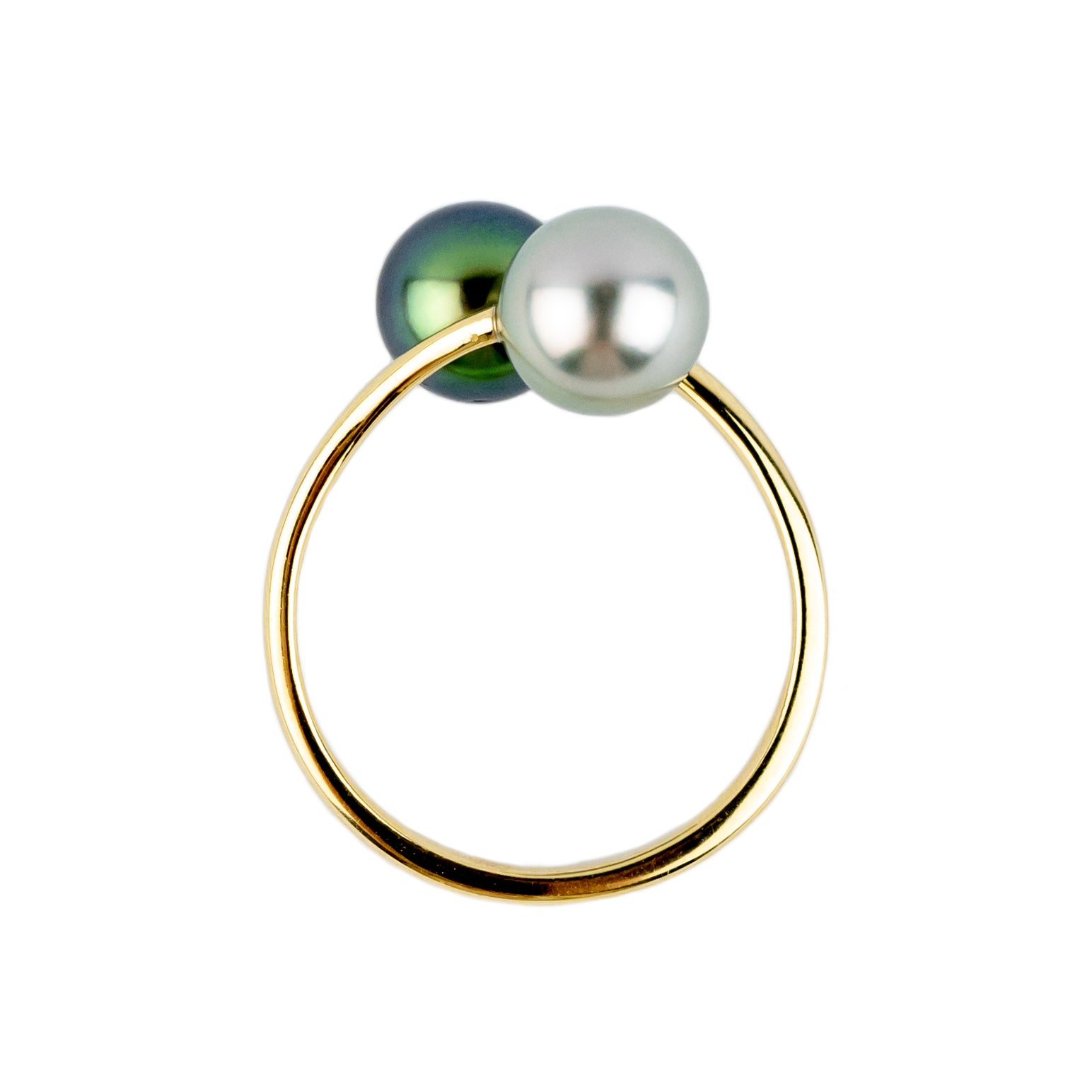 Harmony Double Tahitian Pearl Ring on 14K Yellow Gold