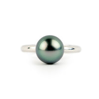 Turquoise Lake 9.5mm Tahitian Pearl Ring on 14K White Gold