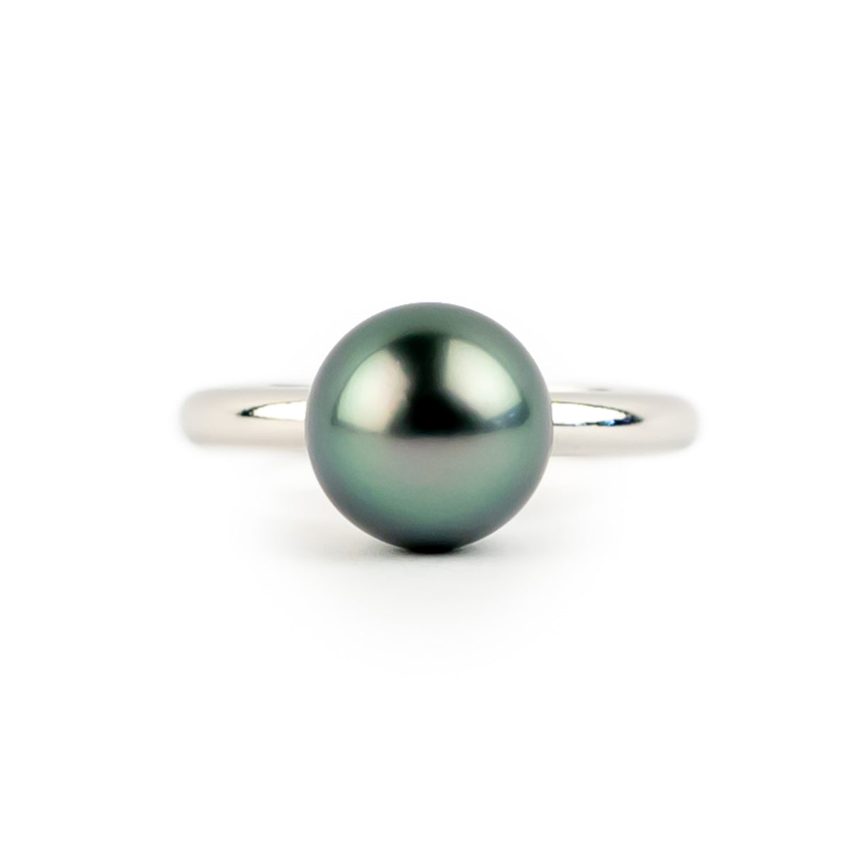 Turquoise Lake 9.5mm Tahitian Pearl Ring on 14K White Gold