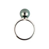 Turquoise Lake 9.5mm Tahitian Pearl Ring on 14K White Gold