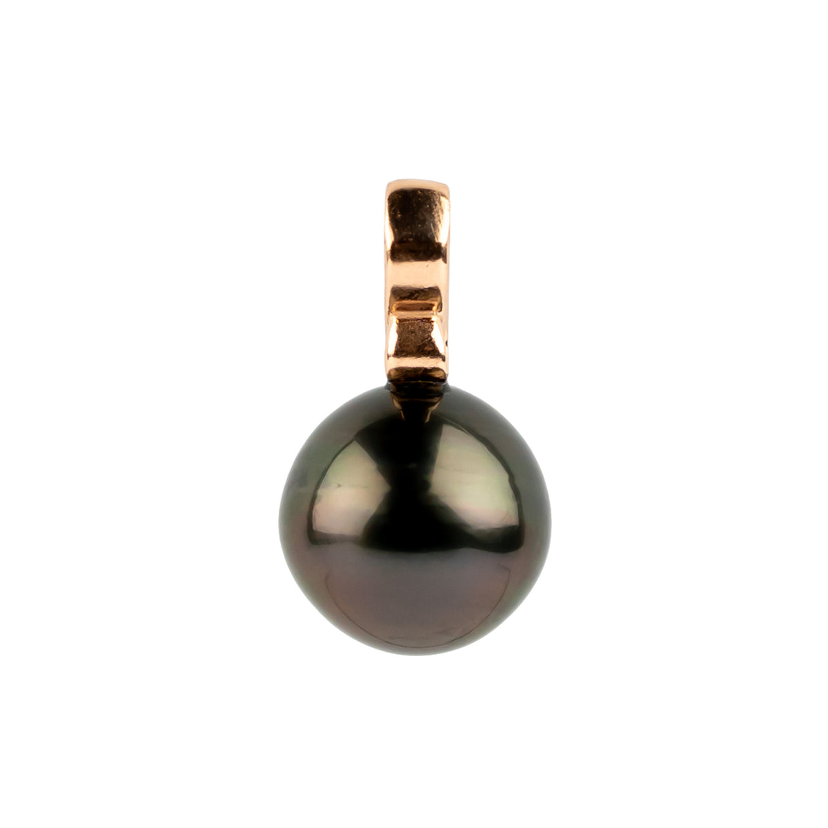 Deep Jungle 10.2mm Tahitian Pearl Infinity Pendant on 14K Rose Gold