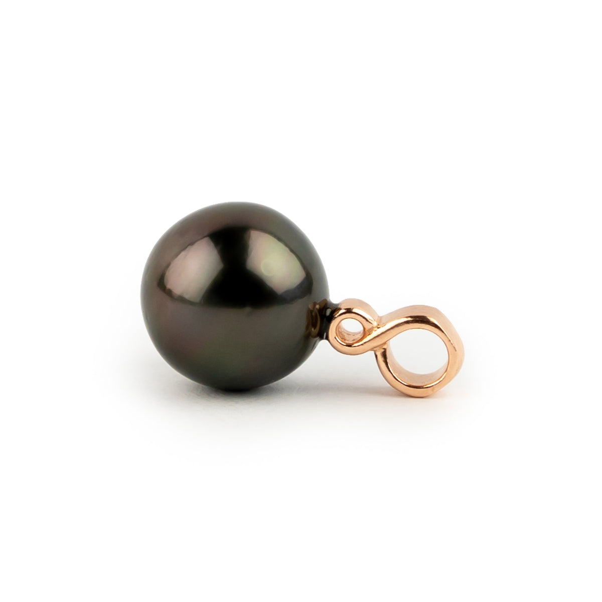 Deep Jungle 10.2mm Tahitian Pearl Infinity Pendant on 14K Rose Gold