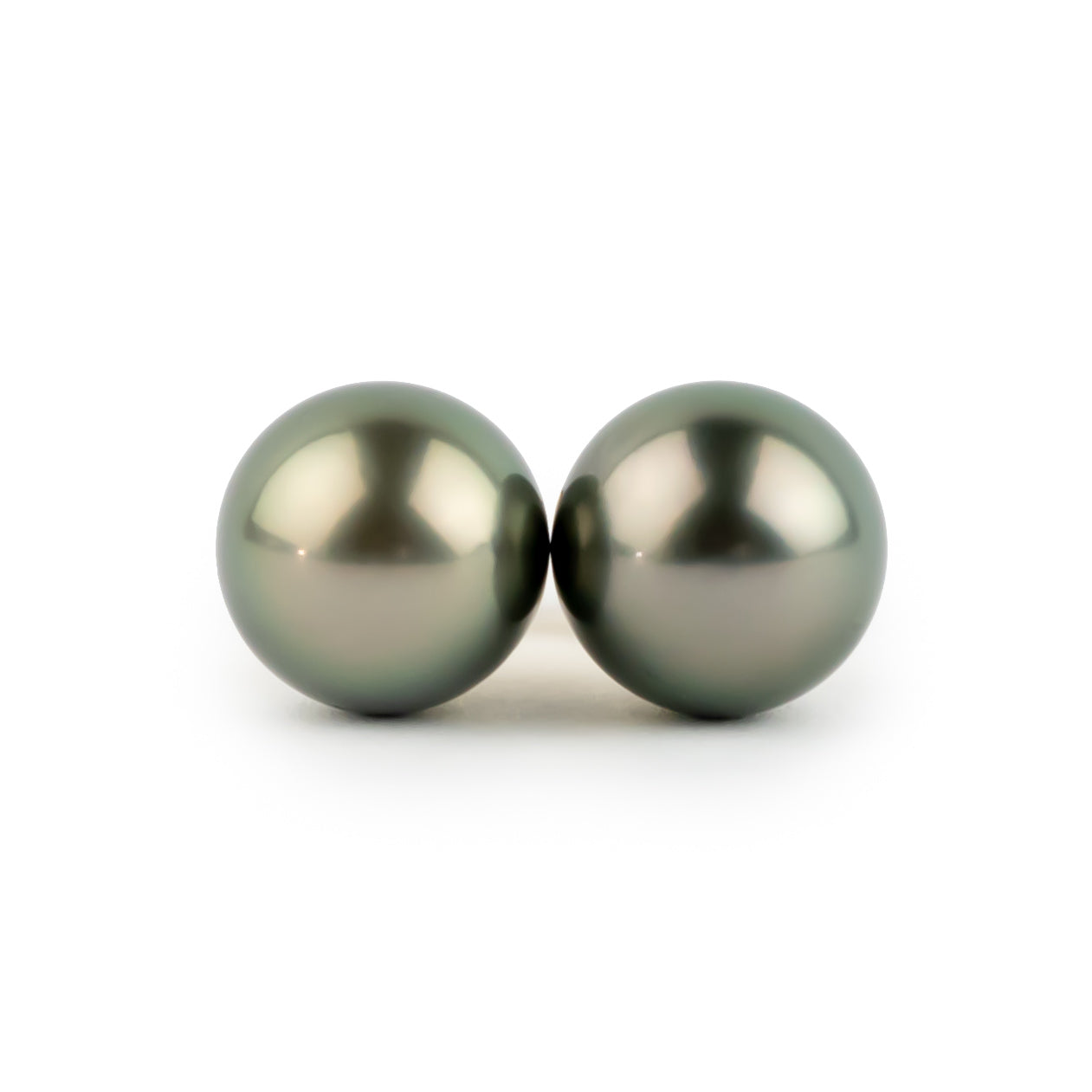 Rosy Pink Green 10.5mm Tahitian Pearl Statement Stud Earrings