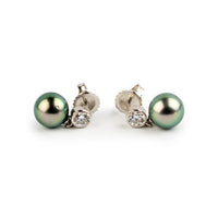Tahitian Pearl & Diamond Nova Earrings on 14K White Gold