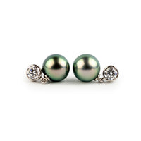 Tahitian Pearl & Diamond Nova Earrings on 14K White Gold