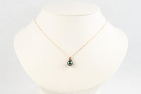 Blue Typhoon Pearl & Diamond Asteria Necklace on 14K Rose Gold