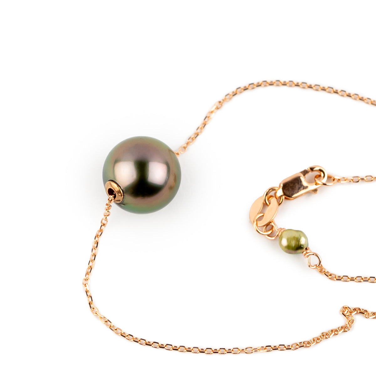 Aubergine Orchid 9.4mm Tahitian Pearl Solitaire Necklace on 14K Rose Gold