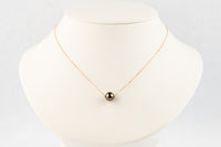 Aubergine Orchid 9.4mm Tahitian Pearl Solitaire Necklace on 14K Rose Gold