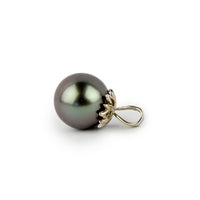 Lavender Blue 9.9mm Tahitian Pearl Marguerite Pendant on 14K White Gold