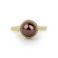 Tahitian Pearl & Diamond Halo Ring