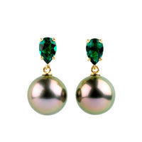 Tahitian Pearl & Emerald Sirène Earrings