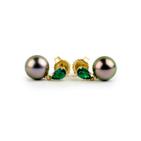 Tahitian Pearl & Emerald Sirène Earrings
