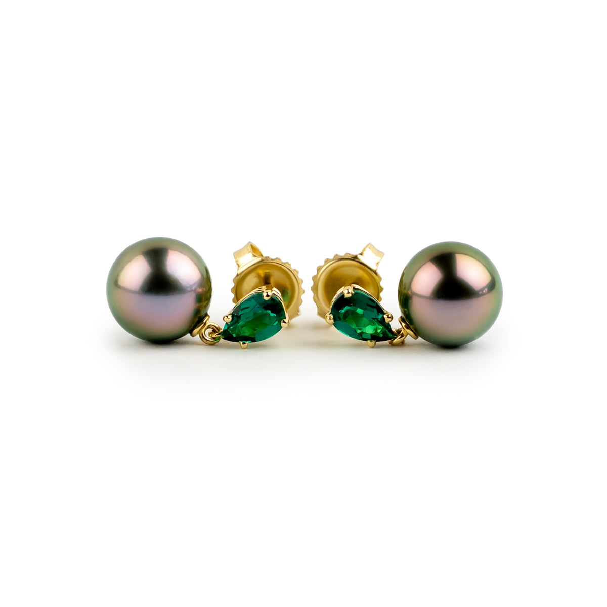 Tahitian Pearl & Emerald Sirène Earrings