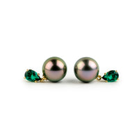 Tahitian Pearl & Emerald Sirène Earrings
