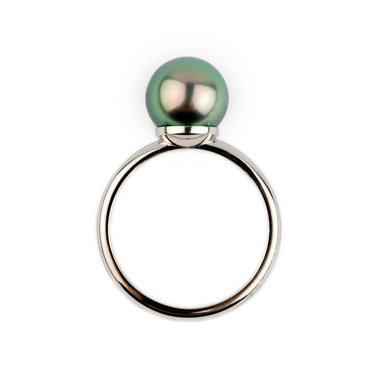 Vibrant Pink Peacock 9.2mm Tahitian Pearl Ring on 14K White Gold