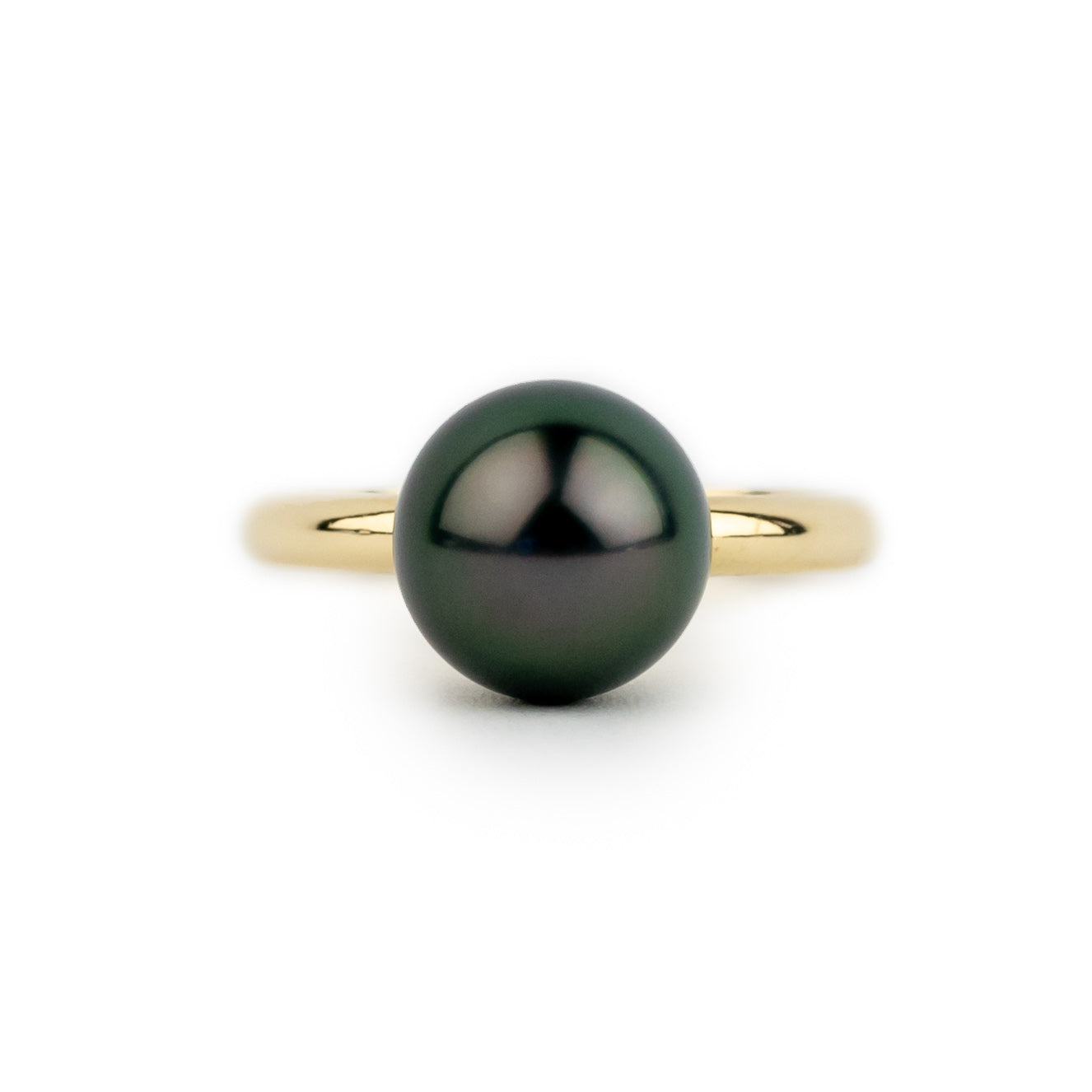 Mystic Green 9.8mm Tahitian Pearl Ring on 14K Yellow Gold