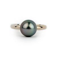 Rainbow Glow 9.2mm Tahitian Pearl Ring on 14K White Gold