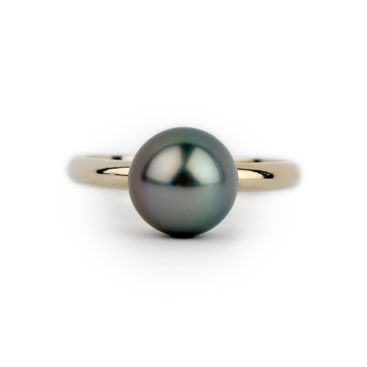 Rainbow Glow 9.2mm Tahitian Pearl Ring on 14K White Gold