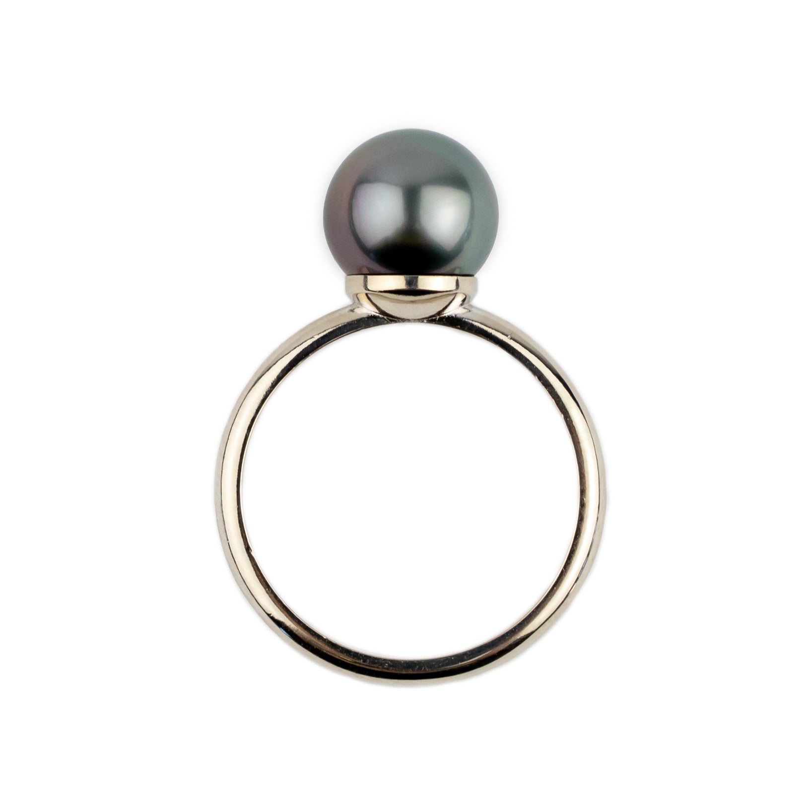Rainbow Glow 9.2mm Tahitian Pearl Ring on 14K White Gold