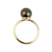Aubergine Green 9.2mm Tahitian Pearl Ring on 14K Yellow Gold