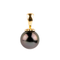 Aubergine Eclipse 9.7mm Tahitian Pearl Pendant on 14K Yellow Gold