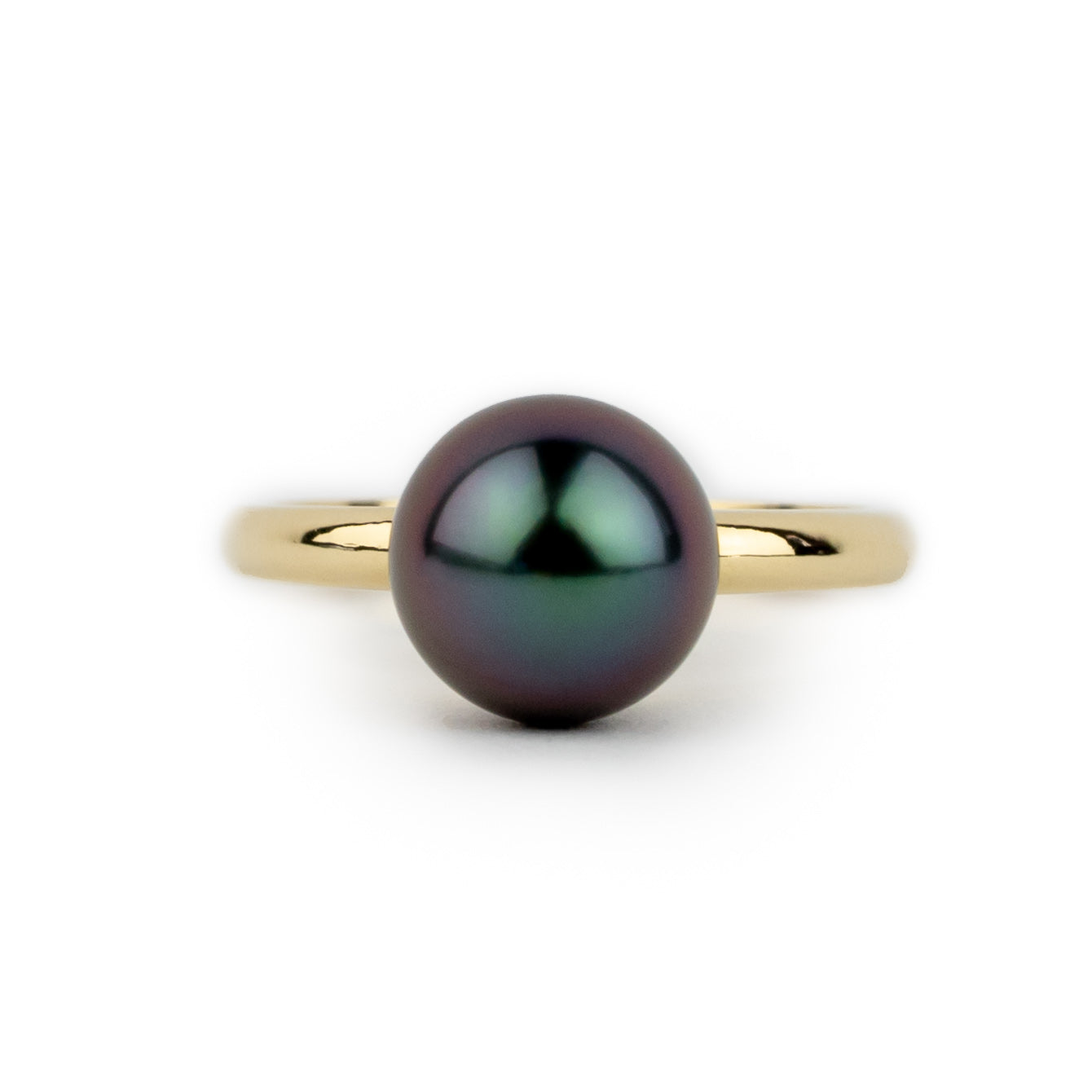 Tropical Purple 9.4mm Tahitian Pearl Ring on 14K Yellow Gold