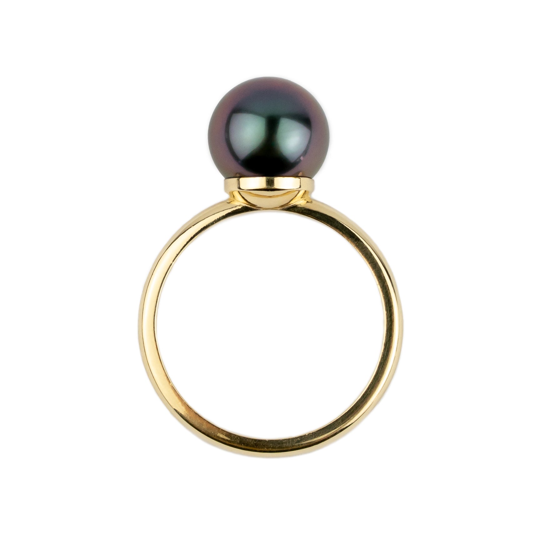 Tropical Purple 9.4mm Tahitian Pearl Ring on 14K Yellow Gold