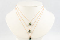Flashy Aubergine Peacock Tahitian Pearl & Diamond Étoile Necklace on 10K Rose Gold