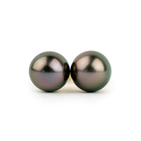 Flashy Aubergine Green 8.2-8.7mm Tahitian Pearl Stud Earrings