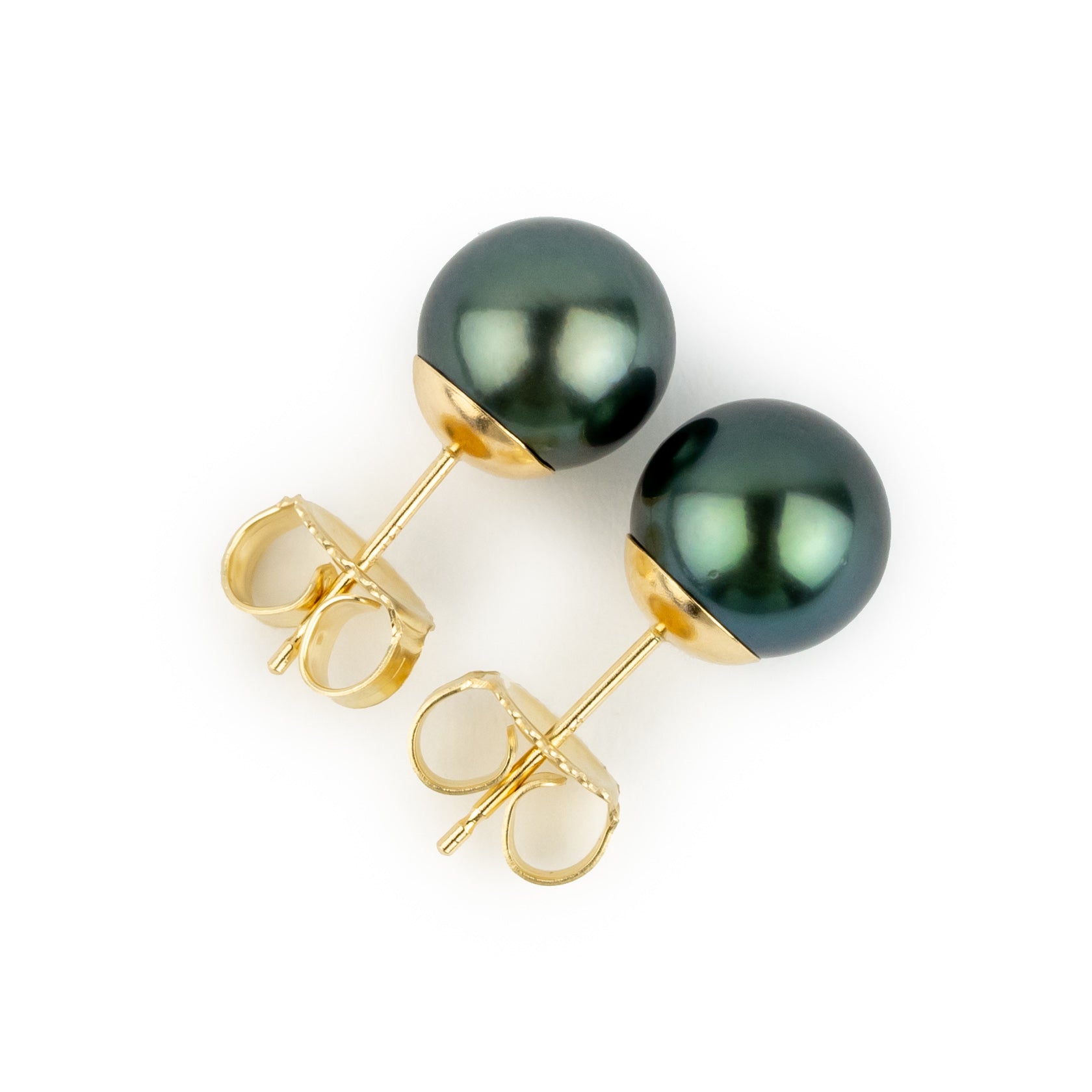 Deep Sea 8.2-8.6mm Tahitian Pearl Stud Earrings
