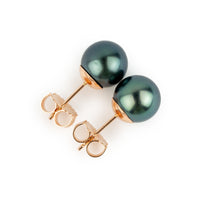 Deep Sea 8.2-8.6mm Tahitian Pearl Stud Earrings
