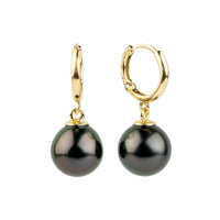 Midnight Plum Tahitian Pearl Huggie Hoop Earrings