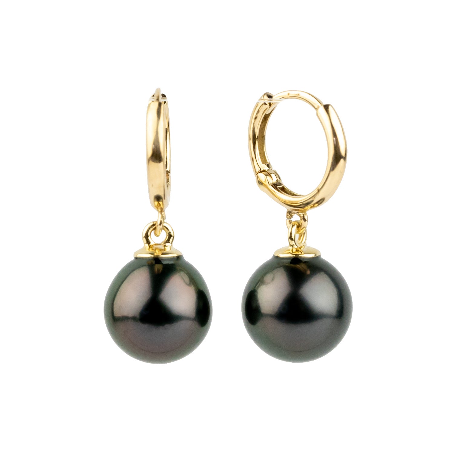 Midnight Plum Tahitian Pearl Huggie Hoop Earrings