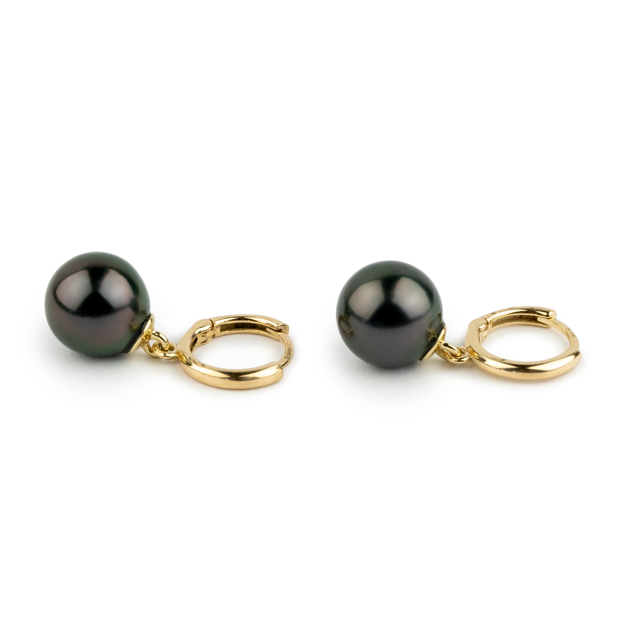 Midnight Plum Tahitian Pearl Huggie Hoop Earrings