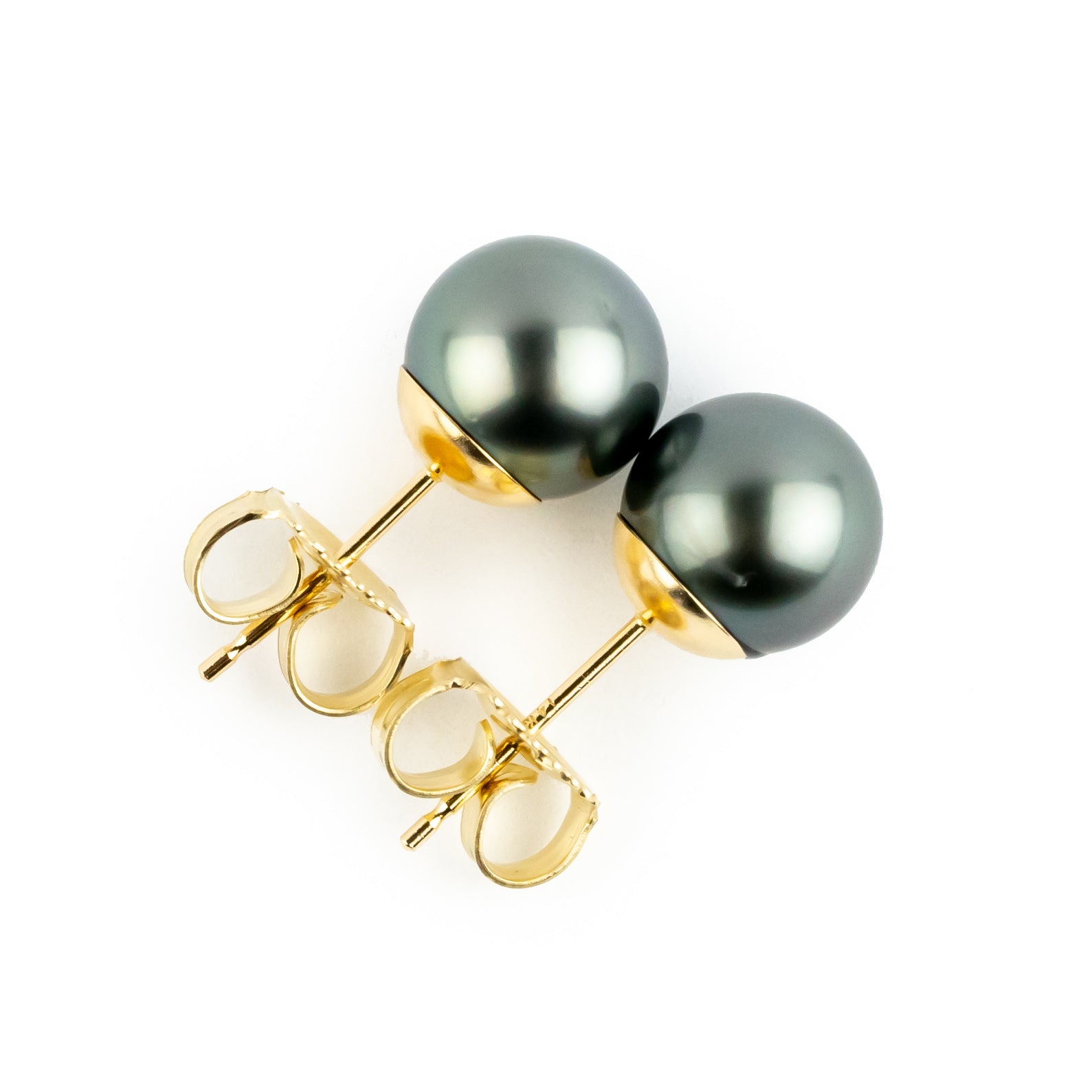 Stormy Blue Green 8.2-8.6mm Tahitian Pearl Stud Earrings – Kamoka
