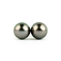 Rosy Pink-Green 8-8.6mm Tahitian Pearl Stud Earrings