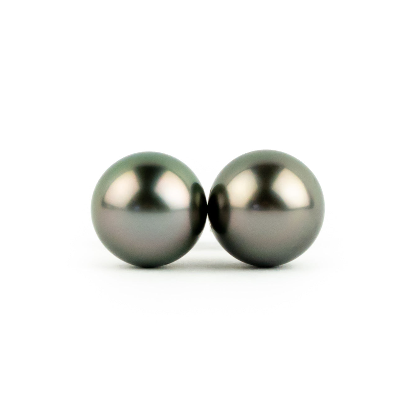Rosy Pink-Green 8-8.6mm Tahitian Pearl Stud Earrings